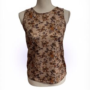 New Floral Sleeveless Women’s Top in Beige and Brown